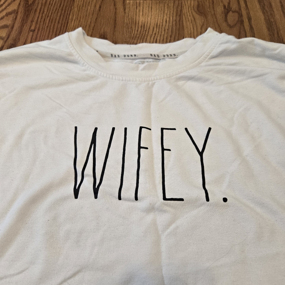 Rae Dunn Wifey Sweatshirt White Pullover Crew Neck Top Bride Classic Casual  XL